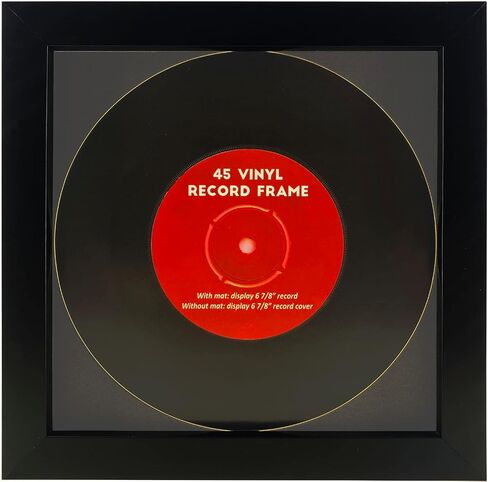2 Pack, 45 Single 6 7/8" Vinyl Record Frame, Display 45 rpm Vinyl Record with Black Mat or 7" 45 rpm Vinyl Sleeve Art without mat, Wall & Tabletop Display (2, Black Frame Black Mat) in Kuwait