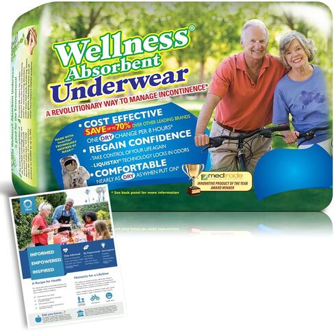 Unique Wellness Absorbent Underwear (Pull-Ups) Pack Bundled with Olbos Health Card - Size XXX-Large (80"–95" Waist) 8 Count in Saudi Arabia