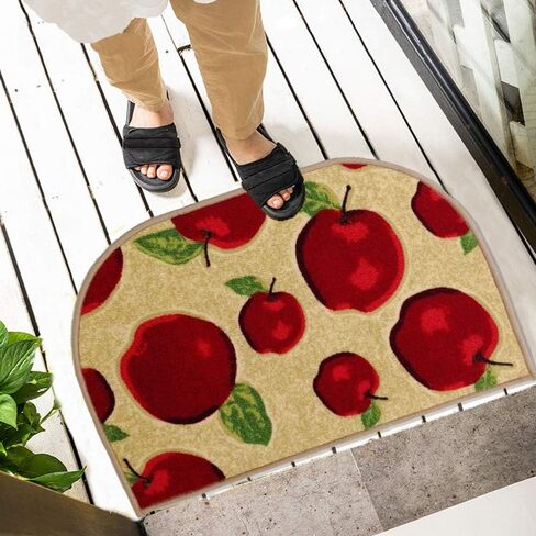 Machine Washable Kitchen Rugs and Mats 2pcs Sets Red Apple Design Non-slip Absorbent Kitchen Rug Runner(1'3x2'0+1'3x4'0, Red) in Saudi Arabia