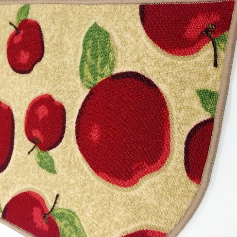 Machine Washable Kitchen Rugs and Mats 2pcs Sets Red Apple Design Non-slip Absorbent Kitchen Rug Runner(1'3x2'0+1'3x4'0, Red) in Saudi Arabia