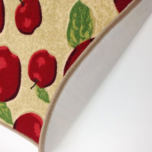 Machine Washable Kitchen Rugs and Mats 2pcs Sets Red Apple Design Non-slip Absorbent Kitchen Rug Runner(1'3x2'0+1'3x4'0, Red) in Saudi Arabia