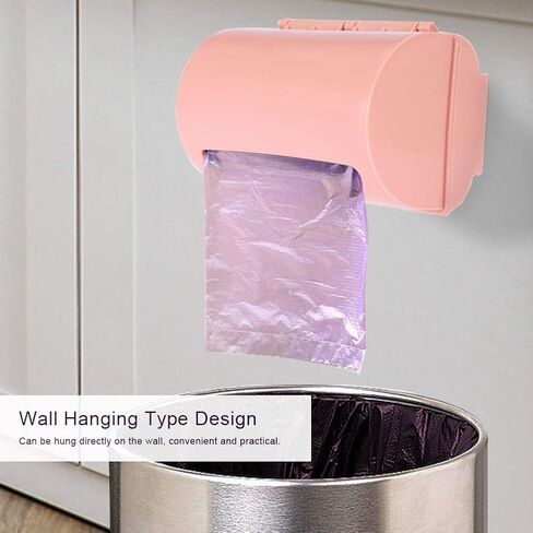 Trash Bag Storage Box, 3 Colors Back Adhesive Wall Mount Trash Garbage Plastic Bag Storage Box Organizer Rack for Home Kitchen Bathroom(Pink) in Saudi Arabia