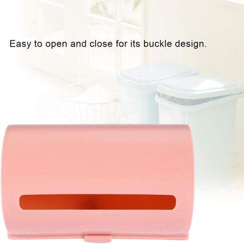 Trash Bag Storage Box, 3 Colors Back Adhesive Wall Mount Trash Garbage Plastic Bag Storage Box Organizer Rack for Home Kitchen Bathroom(Pink) in Saudi Arabia