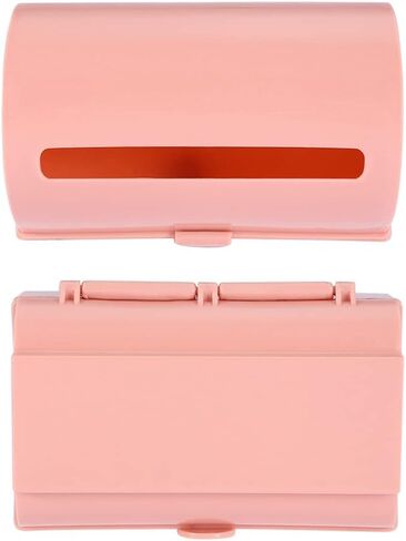 Trash Bag Storage Box, 3 Colors Back Adhesive Wall Mount Trash Garbage Plastic Bag Storage Box Organizer Rack for Home Kitchen Bathroom(Pink) in Saudi Arabia