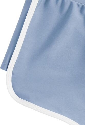 SOLY HUX Girl's 3 Piece Swimsuits Beach Sport Quick Dry Swimwear Bikini Bathing Suit with Shorts Light Blue Printed 150 in Saudi Arabia