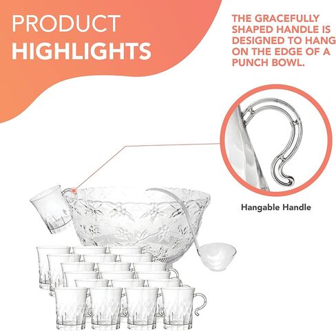 Party Essentials Hard Plastic 8 oz. Swirled Coffee/Tea/ Party Cups With Handle, Clear, 20 Count (N810-2) in Saudi Arabia