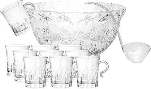 Party Essentials Hard Plastic 8 oz. Swirled Coffee/Tea/ Party Cups With Handle, Clear, 20 Count (N810-2) in Saudi Arabia