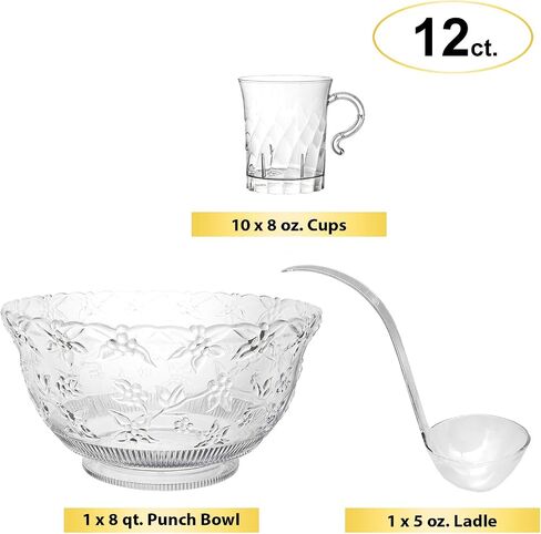 Party Essentials Hard Plastic 8 oz. Swirled Coffee/Tea/ Party Cups With Handle, Clear, 20 Count (N810-2) in Saudi Arabia