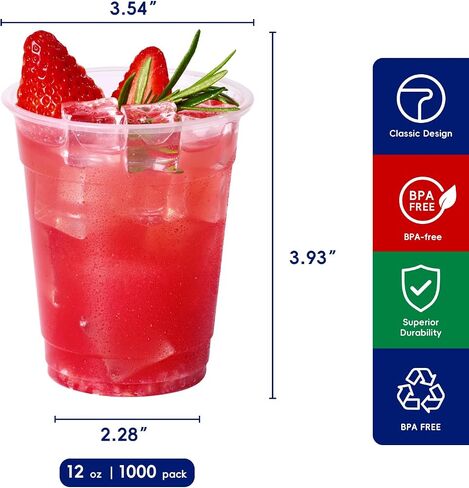 JOLLY CHEF 390 Pack 12 oz Clear Plastic Cups,Disposable Cups Drinking Cups for Ice Coffee,Milkshake, Cold Drinks in Saudi Arabia