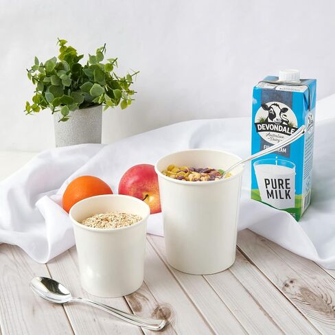 50pack 16oz Paper Soup Containers with Lids, Disposable Kraft Paper Food Cups, Ice Cream Cups, Paper food Storage with Lids, Microwavable and Freezer Safe, Suitable for Christmas Thanksgiving (White) in Saudi Arabia