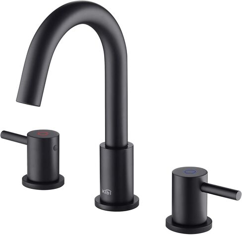 KIBI Circular 2-Handle Widespread Faucet for Bathroom Sink with Pop Up Drain | 8 Inch Bathroom Sink Faucets | Solid Brass 3 Hole Faucet (Brushed Gold) (KBF1016) in Saudi Arabia