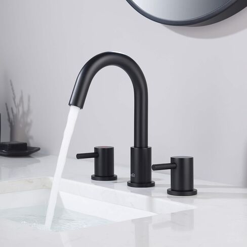 KIBI Circular 2-Handle Widespread Faucet for Bathroom Sink with Pop Up Drain | 8 Inch Bathroom Sink Faucets | Solid Brass 3 Hole Faucet (Brushed Gold) (KBF1016) in Saudi Arabia