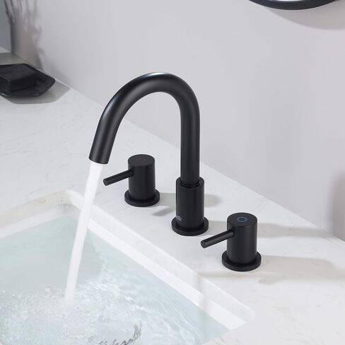 KIBI Circular 2-Handle Widespread Faucet for Bathroom Sink with Pop Up Drain | 8 Inch Bathroom Sink Faucets | Solid Brass 3 Hole Faucet (Brushed Gold) (KBF1016) in Saudi Arabia