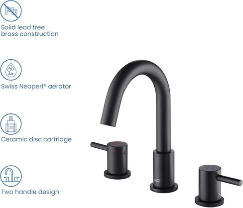 KIBI Circular 2-Handle Widespread Faucet for Bathroom Sink with Pop Up Drain | 8 Inch Bathroom Sink Faucets | Solid Brass 3 Hole Faucet (Brushed Gold) (KBF1016) in Saudi Arabia