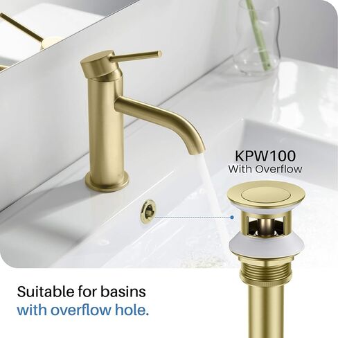 KIBI Circular 2-Handle Widespread Faucet for Bathroom Sink with Pop Up Drain | 8 Inch Bathroom Sink Faucets | Solid Brass 3 Hole Faucet (Brushed Gold) (KBF1016) in Saudi Arabia