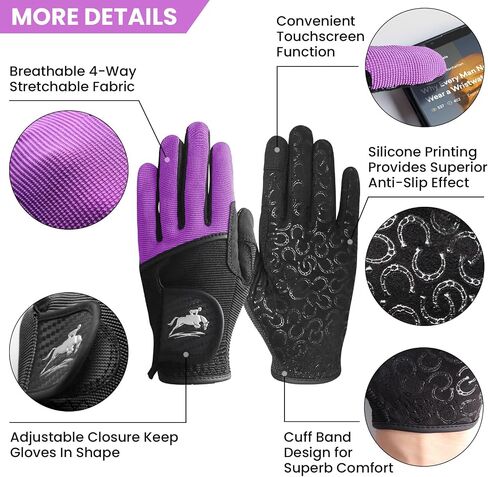 Horse Riding Gloves Equestrian Women Mesh Breathable Lightweight Color Pair, Ladys Comfortable Grip for Summer in Saudi Arabia