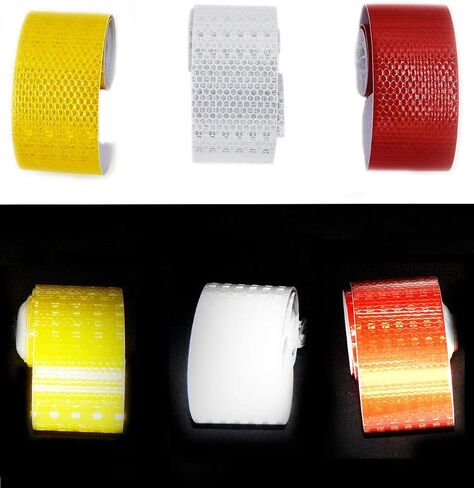 Reflective Tape 3 Rolls Safety Warning Tapes Red/White/Yellow/Reflector Conspicuity Caution Warning Sticker High Intensity Durable Waterproof Sticky Enough（ 2 inch × 3.28 Yard） in Saudi Arabia