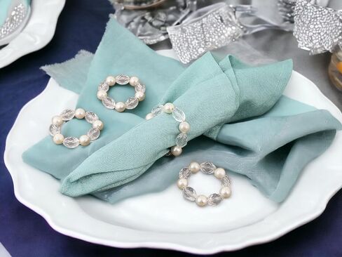 Napkin Ring Holders, Napkin Rings, Napkin Rings Set of 12, Napkin Ring Holders for Cloth Napkins, Round Serviette Rings, Napkin Ring Set, Napkin Ring Bulk - Crystal in Saudi Arabia