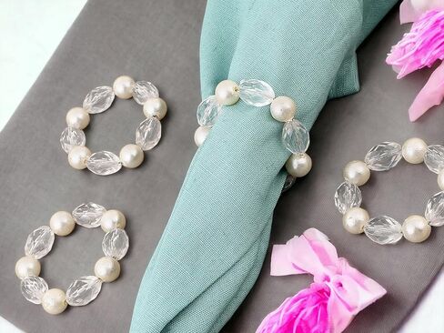 Napkin Ring Holders, Napkin Rings, Napkin Rings Set of 12, Napkin Ring Holders for Cloth Napkins, Round Serviette Rings, Napkin Ring Set, Napkin Ring Bulk - Crystal in Saudi Arabia