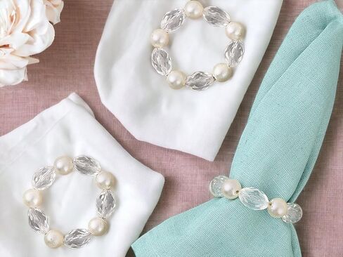 Napkin Ring Holders, Napkin Rings, Napkin Rings Set of 12, Napkin Ring Holders for Cloth Napkins, Round Serviette Rings, Napkin Ring Set, Napkin Ring Bulk - Crystal in Saudi Arabia