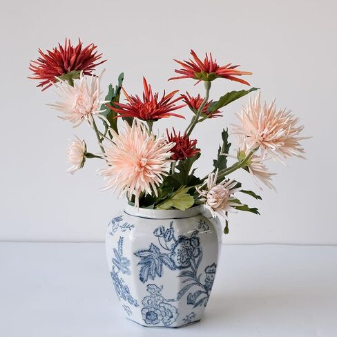 3 قطع زهور صناعية من زهور الأقحوان الأحمر اليوسفي بطول 68.58 سم للأمهات العنكبوتية من بوهو زهور حرير صناعية لعيد الحب والمنزل والمطبخ وديكور الزفاف وعيد الفصح وعيد الأم قطعة مركزية للطاولة in Kuwait