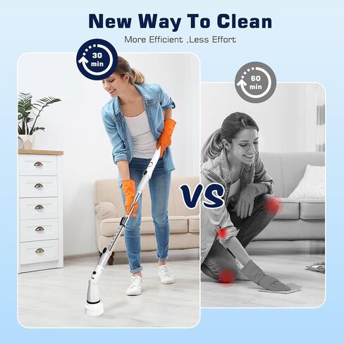 SaniteModar Electric Spin Scrubber، 4 رؤوس بديلة لغسيل الدش اللاسلكي، فرشاة تنظيف الدش مع ذراع تمديد للحمام، حوض الاستحمام، البلاط، الأرضية in Saudi Arabia