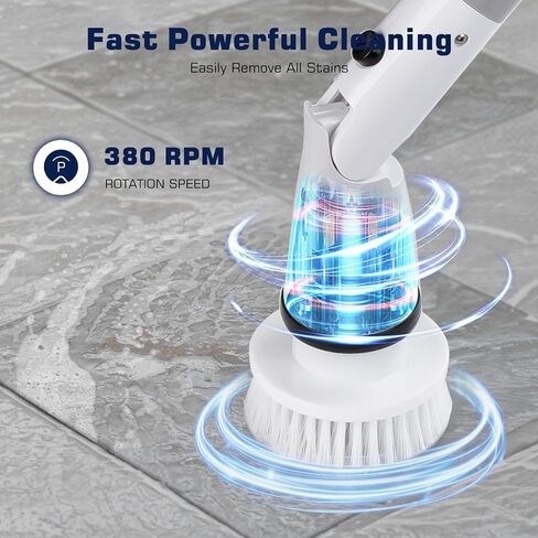 SaniteModar Electric Spin Scrubber، 4 رؤوس بديلة لغسيل الدش اللاسلكي، فرشاة تنظيف الدش مع ذراع تمديد للحمام، حوض الاستحمام، البلاط، الأرضية in Saudi Arabia