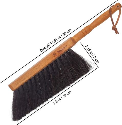 REDECKER Arenga Fiber Hand Brush and Dust Pan Set, Heavy Duty Broom and Dustpan Combo for Home and Outdoor, Oiled Beechwood Handles, Stainless Steel Dust Pan, Made in Germany, 14-1/8-Inches in Saudi Arabia