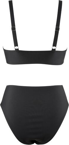 MOOSLOVER Women V Neck Knot Front High Waisted Bikini Sets High Cut Two Piece Swimsuit in Saudi Arabia