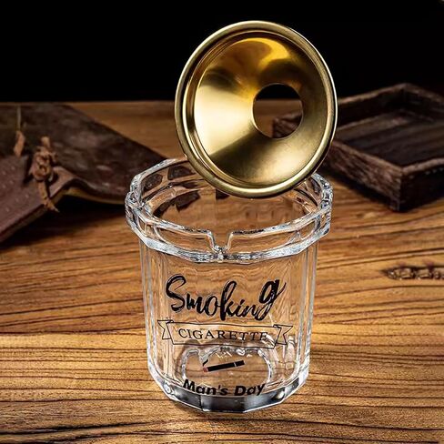 منفضة سجائر مع غطاء للسجائر، منافض سجائر زجاجية إبداعية عديمة الدخان والرائحة ومضادة للرياح للمنزل والمكتب والمكتب الخارجي والشرفة الخارجية in Kuwait