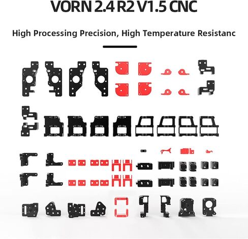 FYSETC 3D Printer Parts Vorn 2.4 R2 V1.5 Newest Full Upgrade Aluminum Alloy Frame CNC Kit, All Metal Parts DIY 3D Printer Accessories Including Matching Screws Black and Red CNC Machined in Saudi Arabia