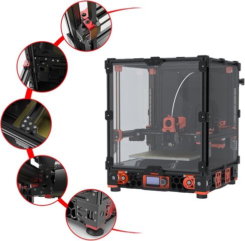 FYSETC 3D Printer Parts Vorn 2.4 R2 V1.5 Newest Full Upgrade Aluminum Alloy Frame CNC Kit, All Metal Parts DIY 3D Printer Accessories Including Matching Screws Black and Red CNC Machined in Saudi Arabia