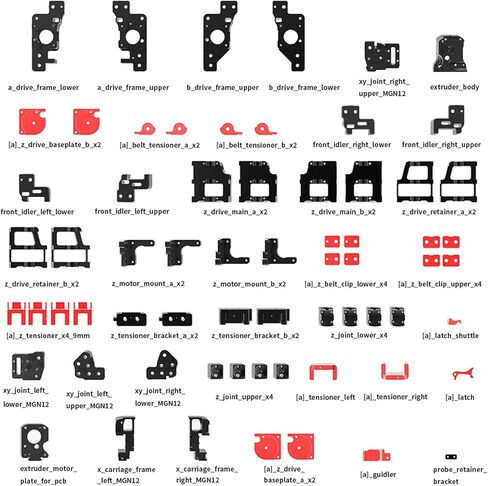 FYSETC 3D Printer Parts Vorn 2.4 R2 V1.5 Newest Full Upgrade Aluminum Alloy Frame CNC Kit, All Metal Parts DIY 3D Printer Accessories Including Matching Screws Black and Red CNC Machined in Saudi Arabia