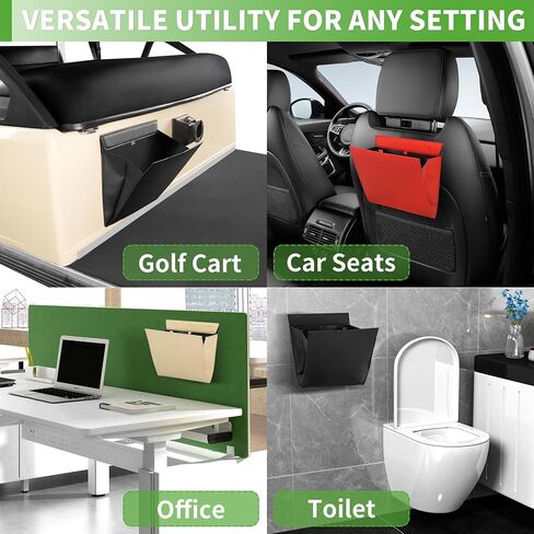 10L0L Golf Cart Trash Bag,Waterproof PU Leather Garbage Can,Magnetic Car Trash Can for Yamaha/Club/Car/EZGO in Saudi Arabia