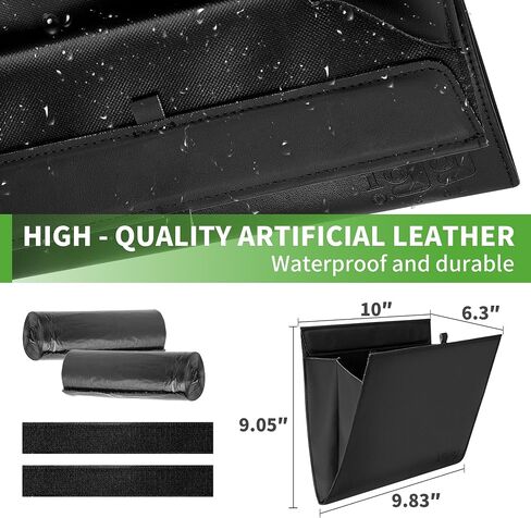 10L0L Golf Cart Trash Bag,Waterproof PU Leather Garbage Can,Magnetic Car Trash Can for Yamaha/Club/Car/EZGO in Saudi Arabia