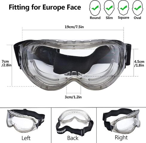 SAFEYEAR ANSI Z87 & EN 166 Anti Fog Safety Goggles Over Glasses for Men Women Anti-Scratch Work Goggles Eye Protection in Saudi Arabia
