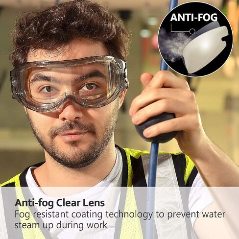 SAFEYEAR ANSI Z87 & EN 166 Anti Fog Safety Goggles Over Glasses for Men Women Anti-Scratch Work Goggles Eye Protection in Saudi Arabia