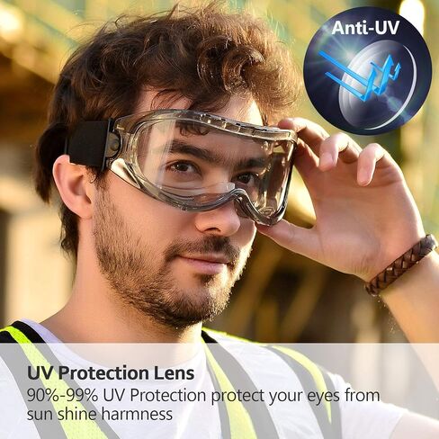 SAFEYEAR ANSI Z87 & EN 166 Anti Fog Safety Goggles Over Glasses for Men Women Anti-Scratch Work Goggles Eye Protection in Saudi Arabia