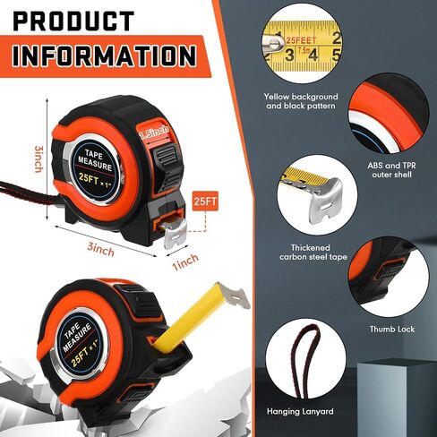 16 Pcs 25 ft Tape Measures Bulk Retractable Measuring Tapes Self Lock Measurement Easy Read Steel Power Tape Blade Imperial and Metric Scale for Designer Decorator Woodworking in Saudi Arabia
