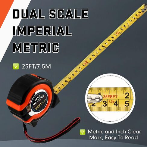 16 Pcs 25 ft Tape Measures Bulk Retractable Measuring Tapes Self Lock Measurement Easy Read Steel Power Tape Blade Imperial and Metric Scale for Designer Decorator Woodworking in Saudi Arabia