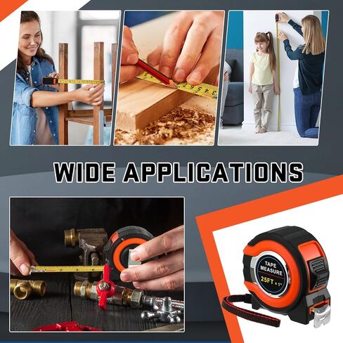 16 Pcs 25 ft Tape Measures Bulk Retractable Measuring Tapes Self Lock Measurement Easy Read Steel Power Tape Blade Imperial and Metric Scale for Designer Decorator Woodworking in Saudi Arabia