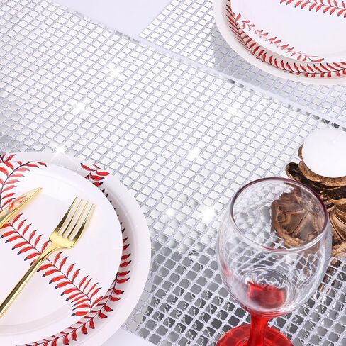 12 x 108 Inches Disco Party Table Runners Glitter Table Runner Cover Decoration Silver Sparkle Sequin Tablecloth for 80s Disco Dance Party Bachelorette Supplies Dance Wedding Decor (Disco Silver, 1) in Saudi Arabia