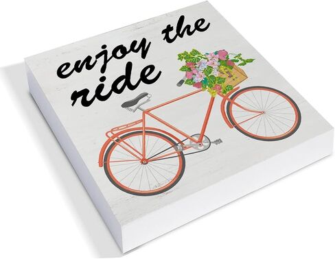 Enjoy the Ride Wood Box Sign Art Decor Desk Sign Floral Bicycle Wooden Box Block Sign Country Home Shelf Wall Decoration in Saudi Arabia