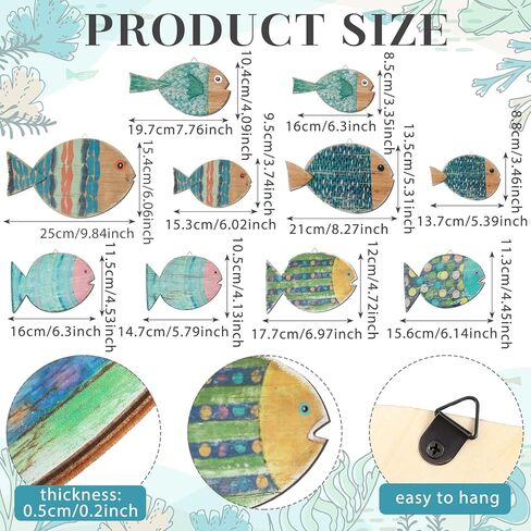 10 قطع من ديكور جدار السمك، ديكور جدار السمك الخشبي، ديكور حائط الشاطئ، ديكور جدار خشبي لمدرسة الأسماك، فن جداري بحري، ديكور الحمام، المحيط الساحلي، ديكور جدار المنزل، وليس نمط ثلاثي الأبعاد (مطلي) in Kuwait