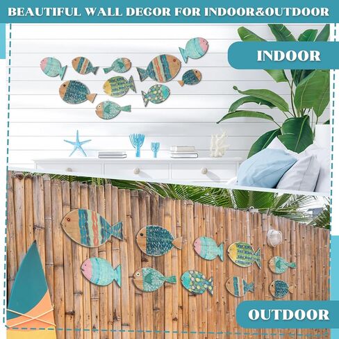 10 قطع من ديكور جدار السمك، ديكور جدار السمك الخشبي، ديكور حائط الشاطئ، ديكور جدار خشبي لمدرسة الأسماك، فن جداري بحري، ديكور الحمام، المحيط الساحلي، ديكور جدار المنزل، وليس نمط ثلاثي الأبعاد (مطلي) in Kuwait