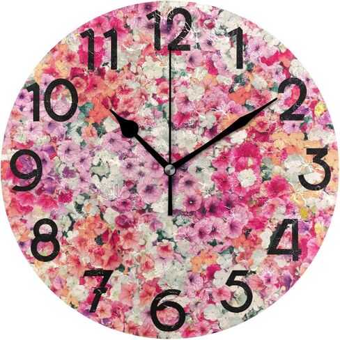 Wamika Wall Clock Oil Sunflower Daisy Flowers White Vintage Round Clock Silent Non Ticking Decorative, Seasonal Floral Clocks 10 Inch Battery Operated Quartz Analog Quiet Desk Clock for Home Office in Saudi Arabia