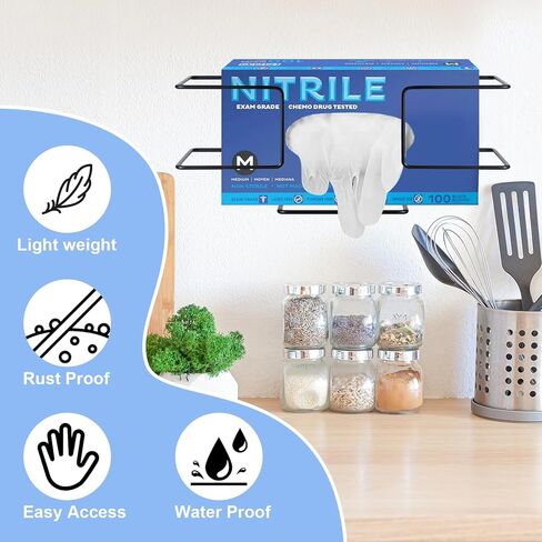 2 قطعة حامل صندوق القفازات - حامل القفازات المعدنية للتركيب على الحائط، حامل القفازات السوداء على الحائط حامل القفازات القابل للتصرف على الحائط موزع القفازات للمطبخ والمستشفى والمختبر in Kuwait