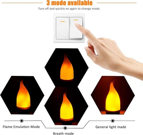Bestview LED Flame Effect Light Bulbs,3 Modes Smart E26 Chandelier Base Flickering Candle Fire Light Bulb for Halloween, Christmas, Party, Porch, Indoor&Outdoor Home Decoration (6 Pack) in Saudi Arabia