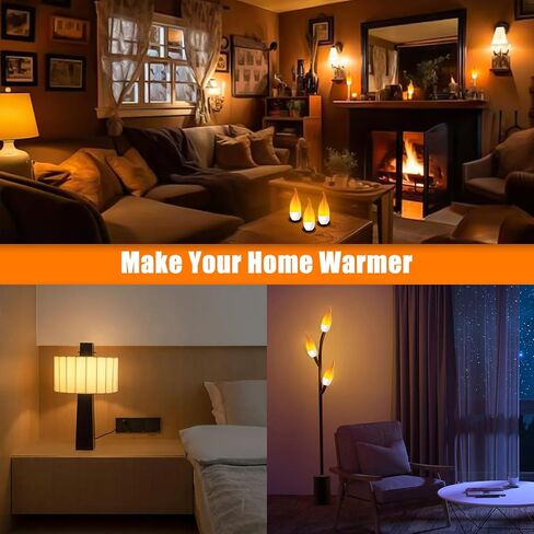 Bestview LED Flame Effect Light Bulbs,3 Modes Smart E26 Chandelier Base Flickering Candle Fire Light Bulb for Halloween, Christmas, Party, Porch, Indoor&Outdoor Home Decoration (6 Pack) in Saudi Arabia