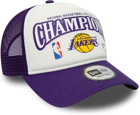 New Era LA Los Angeles Lakers 9FORTY A-Frame 17X NBA Finals Champions Foam Trucker Cap, Adjustable Hat Purple White in Saudi Arabia